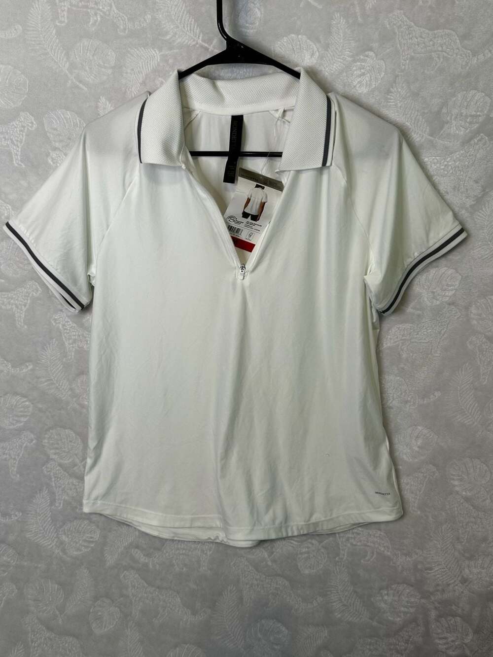 Mondetta Women's White Performance Zip Polo Shirt Size M